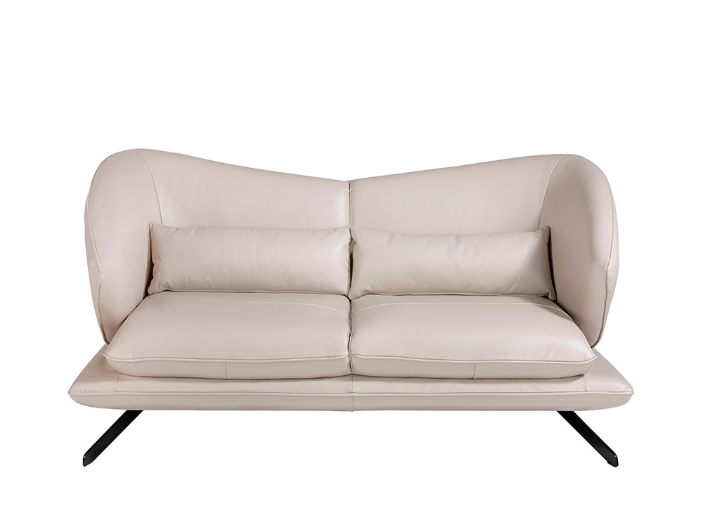 Sofá de dos o tres plazas 6145 o 6146 tapizado en piel gris taupe de Ángel Cerdá - 5