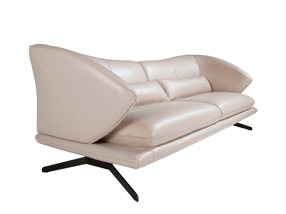 Sofá de dos o tres plazas 6145 o 6146 tapizado en piel gris taupe de Ángel Cerdá - 6