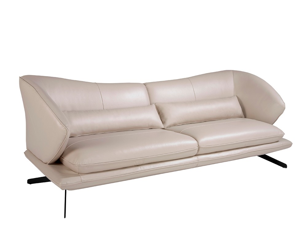 Sofá de dos o tres plazas 6145 o 6146 tapizado en piel gris taupe de Ángel Cerdá - 3