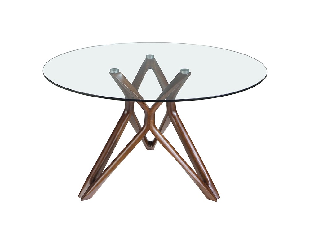 Mesa redonda con pie de madera y sobre de cristal 1108 Ángel Cerdá - 3