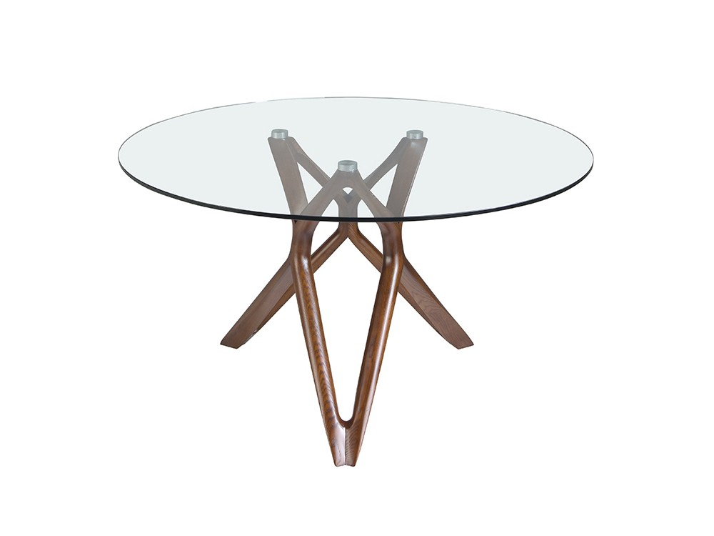 Mesa redonda con pie de madera y sobre de cristal 1108 Ángel Cerdá - 4
