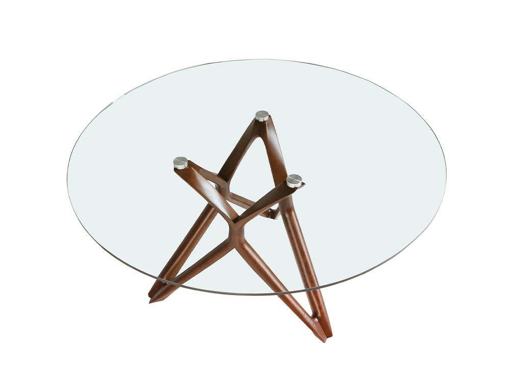 Mesa redonda con pie de madera y sobre de cristal 1108 Ángel Cerdá - 5