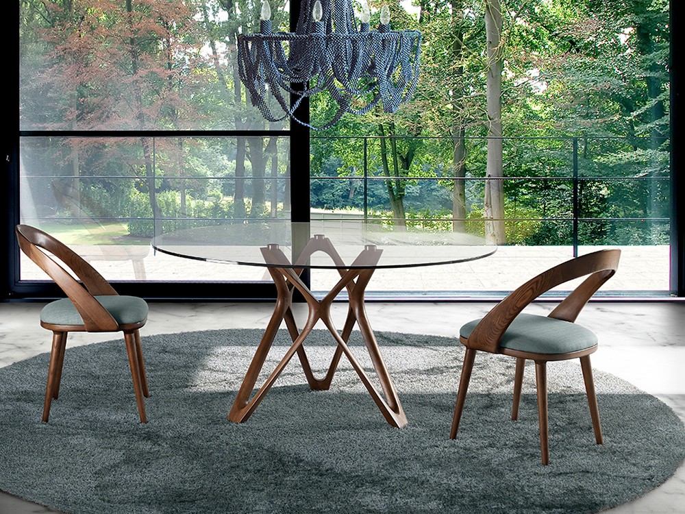 Mesa redonda con pie de madera y sobre de cristal 1108 Ángel Cerdá - 6