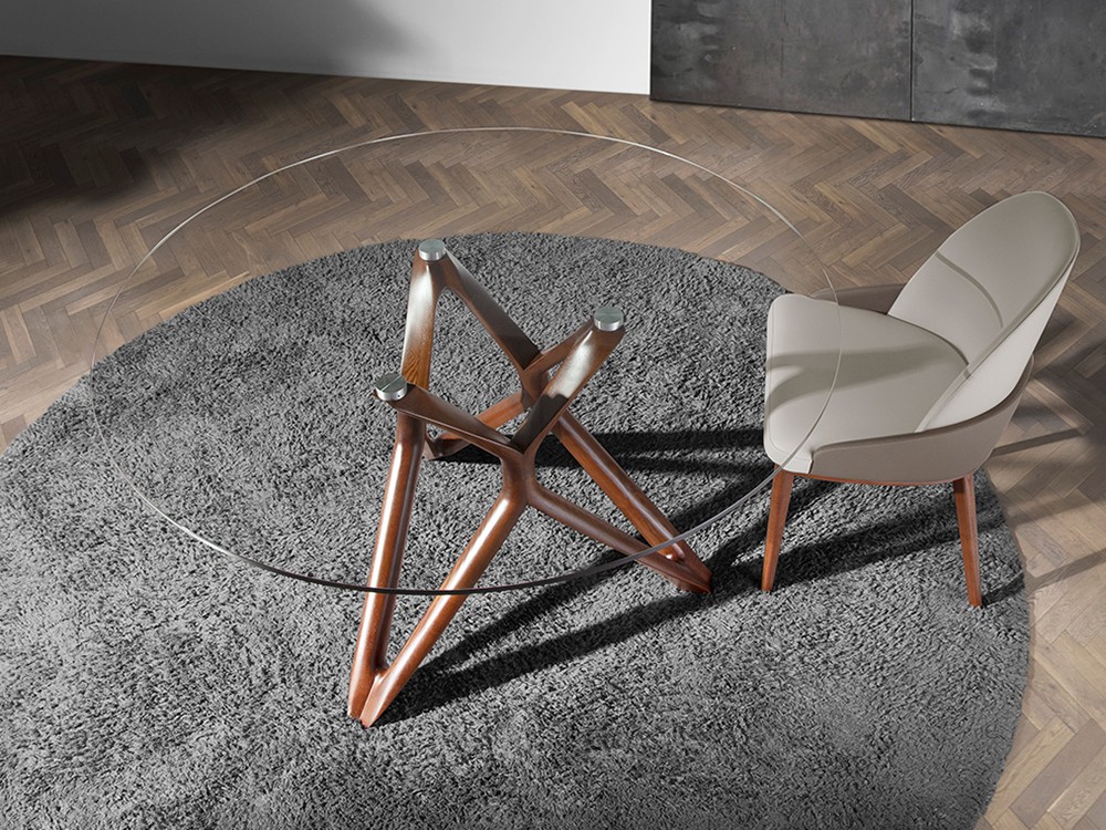 Mesa redonda con pie de madera y sobre de cristal 1108 Ángel Cerdá - 7