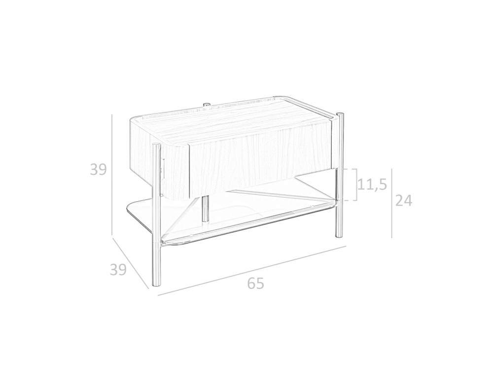 Mesita de noche en chapa natural de nogal 7138 Ángel Cerdá - 8
