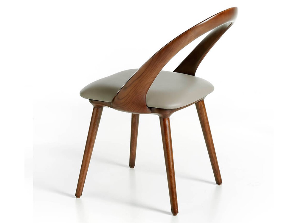 Silla tapizada en piel sintética visón con estructura nogal 4063 Ángel Cerdá - 3