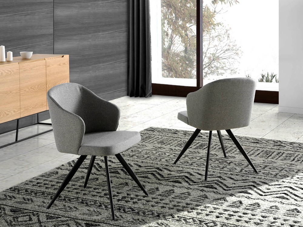 Silla con estructura de metal tapizada en tejido gis Ángel Cerdá 4057 - 1