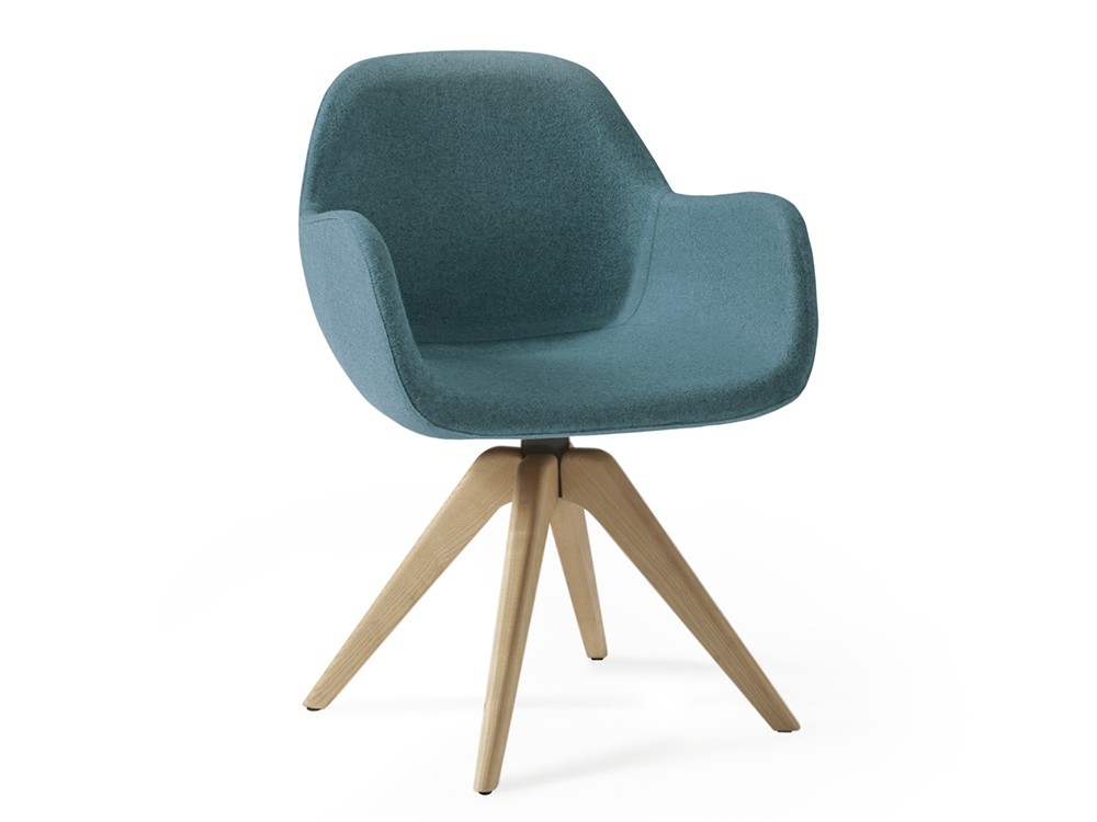 Silla giratoria tapizada Pelikan Wood GM Doos