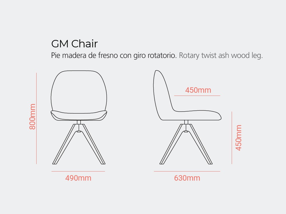 Silla giratoria tapizada Pelikan Wood GM Doos