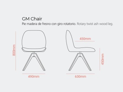 Silla giratoria tapizada Pelikan Wood GM Doos