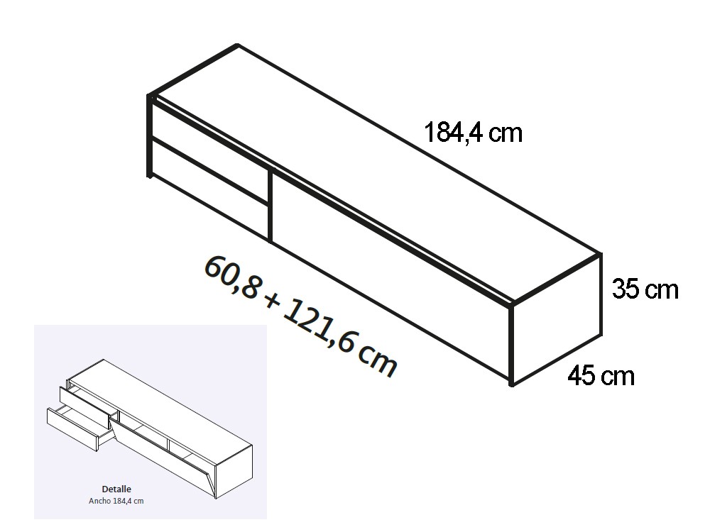 Mueble para televisión suspendido Addliving en colores lisos de Lagrama - 9