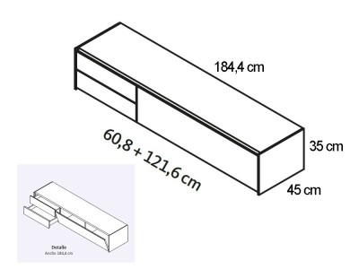 Mueble para televisión suspendido Addliving en colores lisos de Lagrama - 9