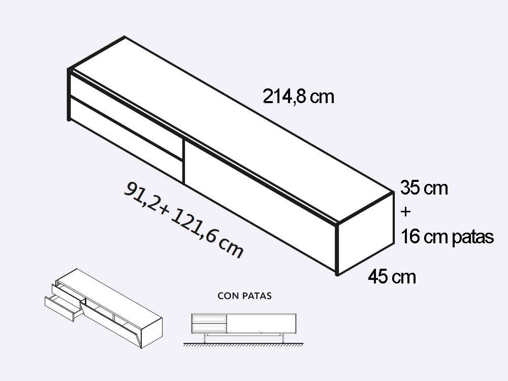 Mueble para televisión con frentes de cristal lacado Addliving de Lagrama - 8