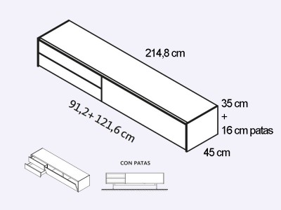 Mueble para televisión con frentes de cristal lacado Addliving de Lagrama - 8