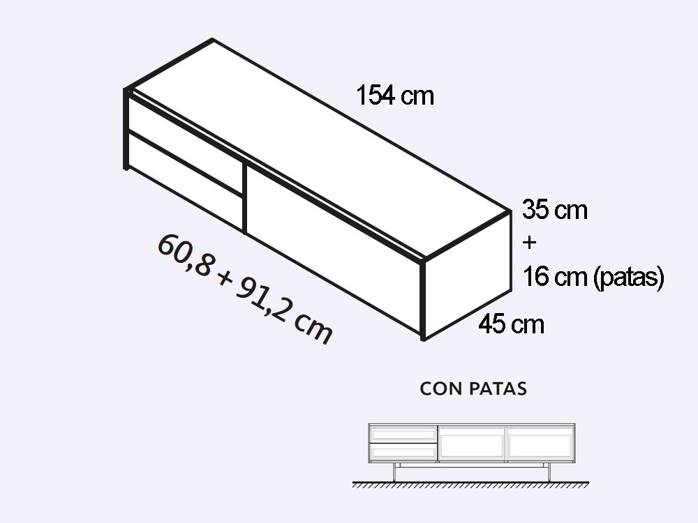 Mueble tv laminado con frentes en acabado boreal Addliving de Lagrama - 7