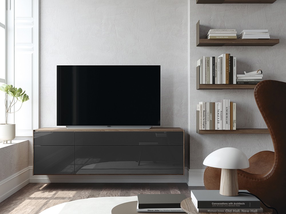 Mueble TV suspendido con frentes de cristal Addliving de Lagrama - 5