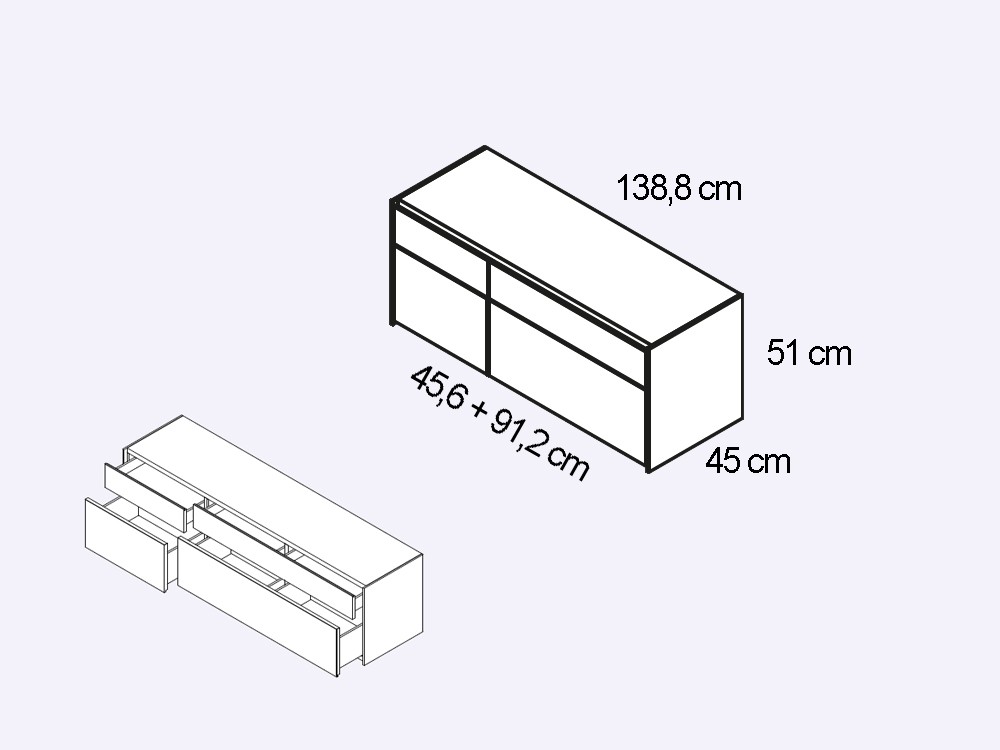 Mueble TV suspendido con frentes de cristal Addliving de Lagrama - 10