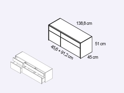 Mueble TV suspendido con frentes de cristal Addliving de Lagrama - 10