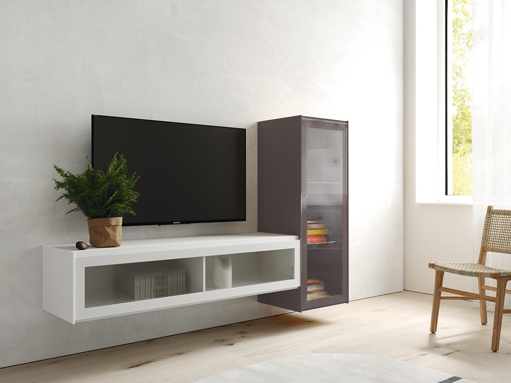 Mueble TV suspendido cristal flutes Addliving de Lagrama - 8