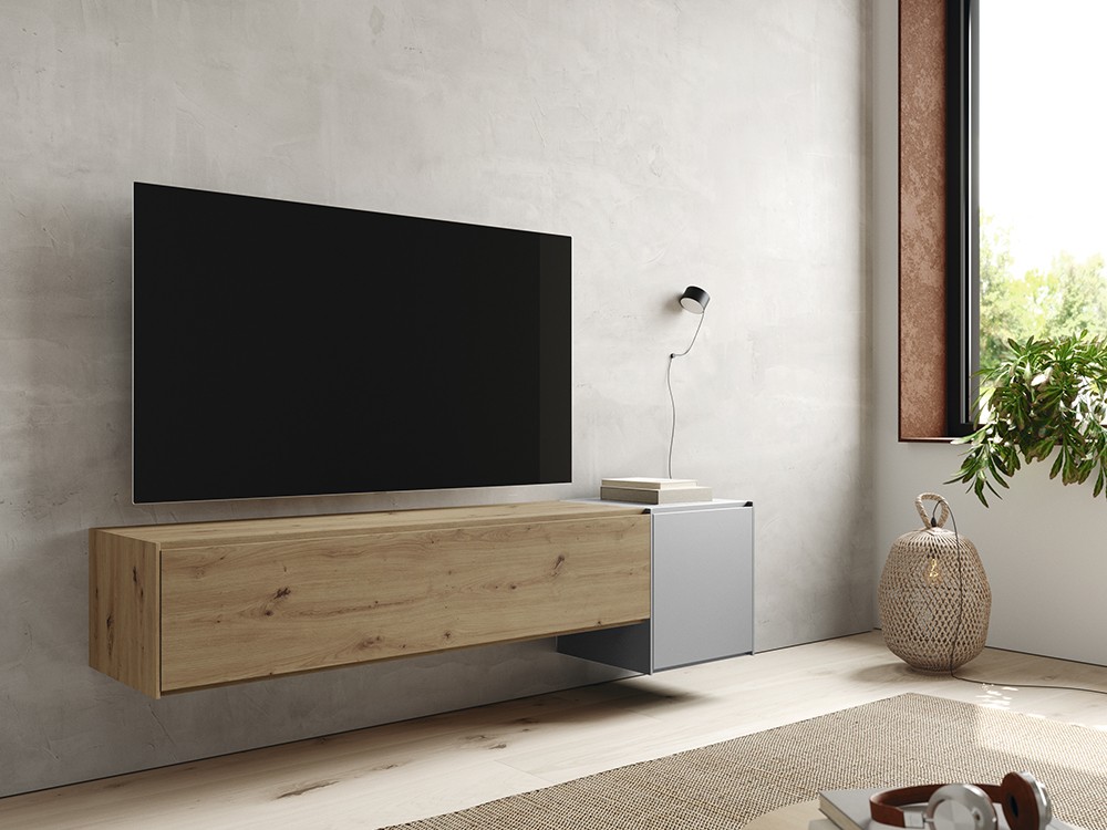 Mueble TV suspendido roble cubo Addliving de Lagrama - 3