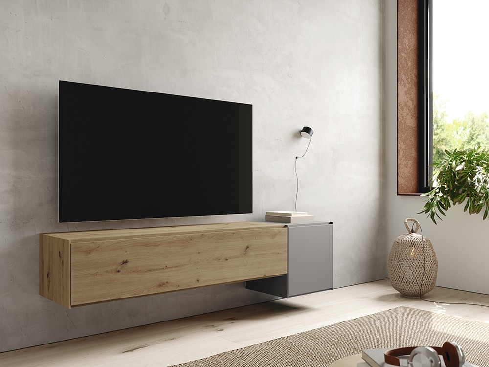 Mueble TV suspendido roble cubo Addliving de Lagrama - 5