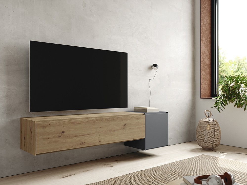 Mueble TV suspendido roble cubo Addliving de Lagrama - 9