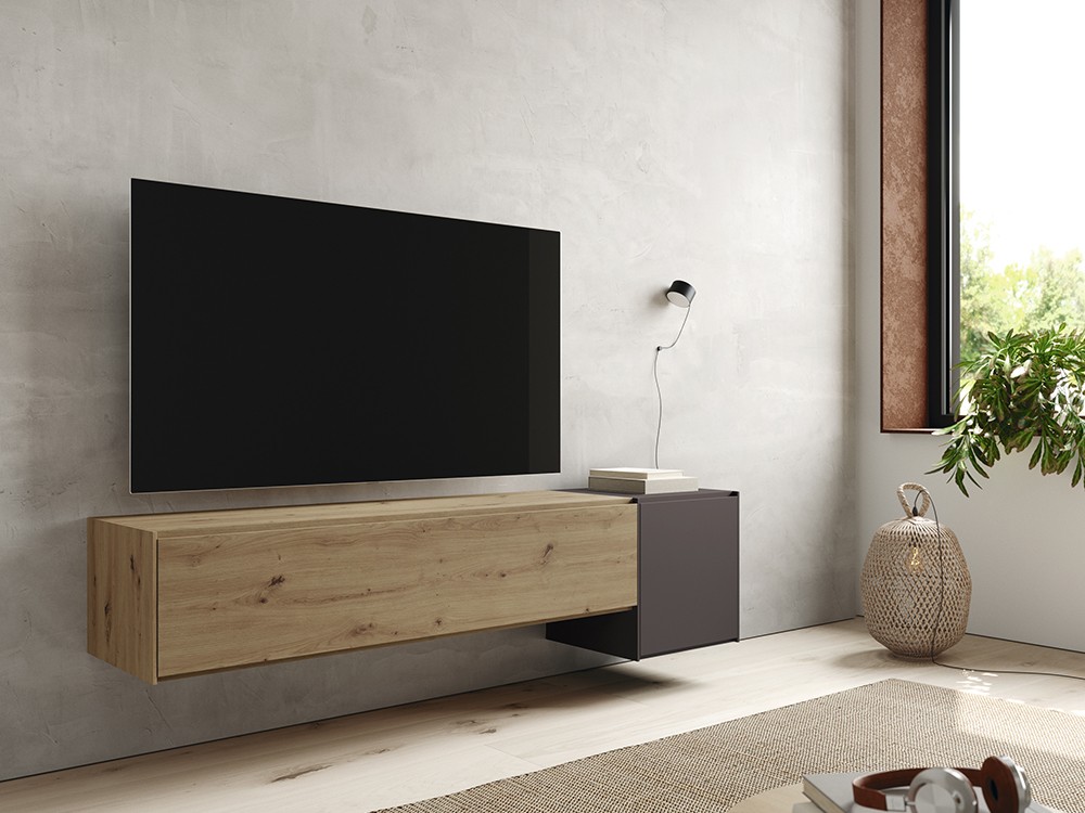 Mueble TV suspendido roble cubo Addliving de Lagrama - 10