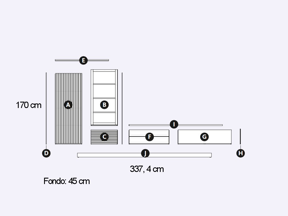 Composición para salón con vitrina alta Addliving Lagrama