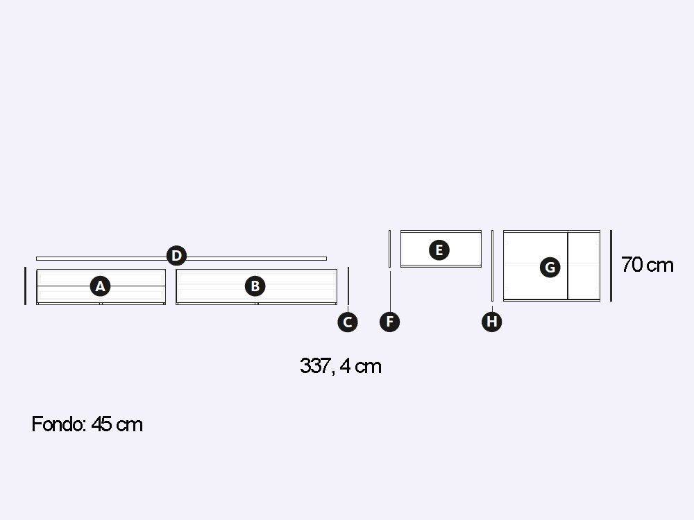 Composición para salón suspendida con puertas de cristal lacado Addliving de Lagrama - 10