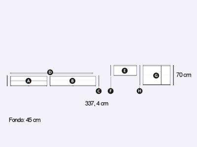 Composición para salón suspendida con puertas de cristal lacado Addliving de Lagrama - 10