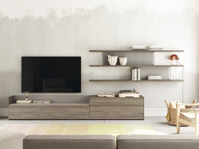 Mueble TV laminado Nogal con bandeja Addliving de Lagrama - 1