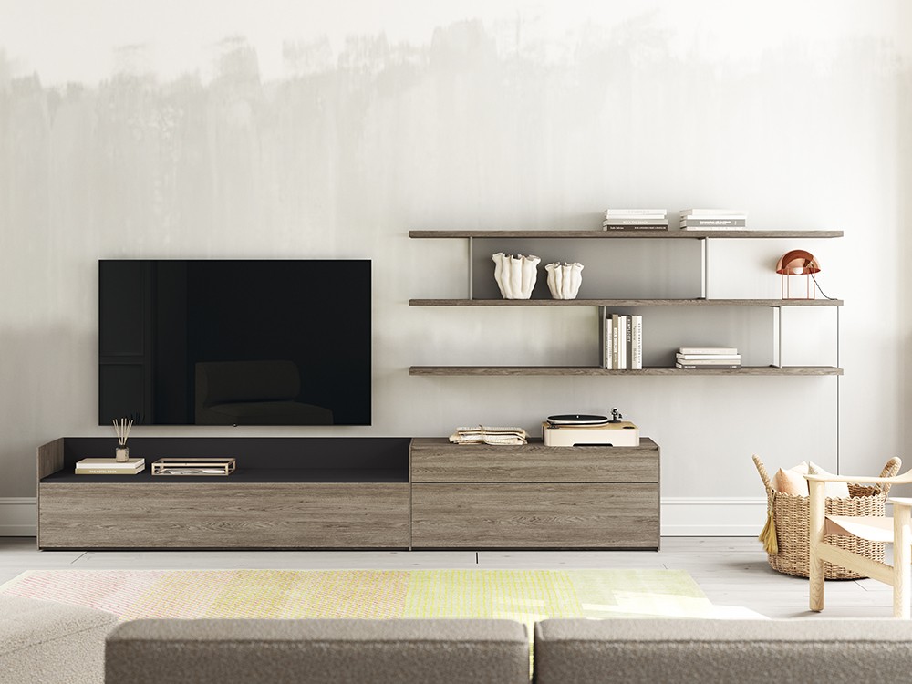 Mueble TV laminado Nogal con bandeja Addliving de Lagrama - 2