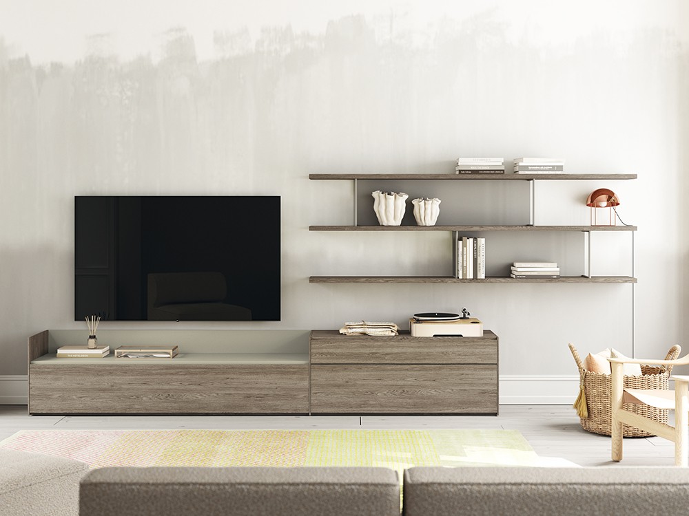 Mueble TV laminado Nogal con bandeja Addliving de Lagrama - 5