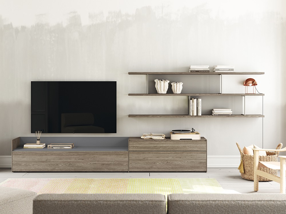 Mueble TV laminado Nogal con bandeja Addliving de Lagrama - 8