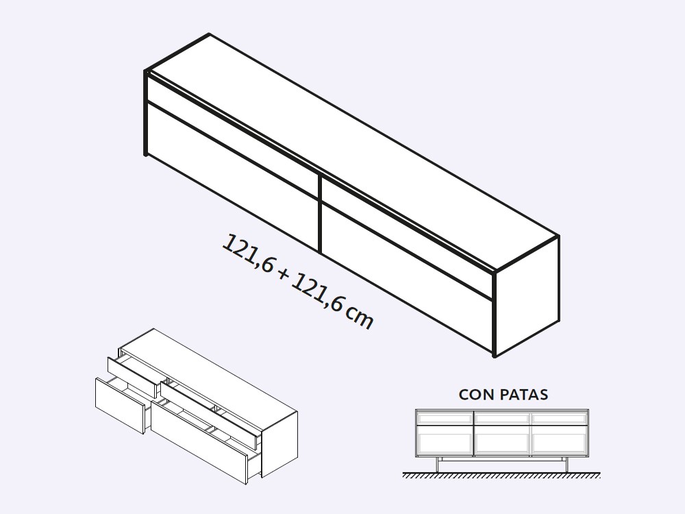 Aparador con cuatro cajones Addliving de Lagrama - 11