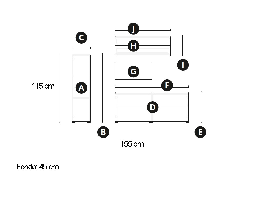 Aparador alto singular Madera Addliving de Lagrama - 6