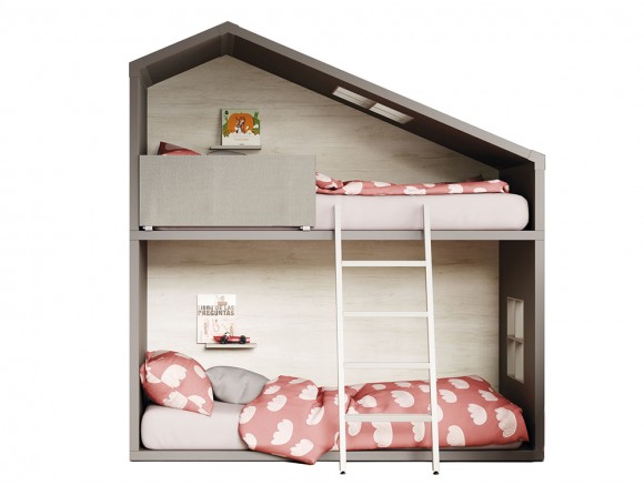 Litera infantil casita para niños con ventanillas Damiano Trio - 724,00 -  Cama Casita