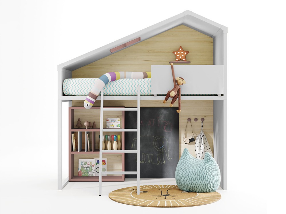 Cama casita alta Cottage White Zona Joven Lagrama