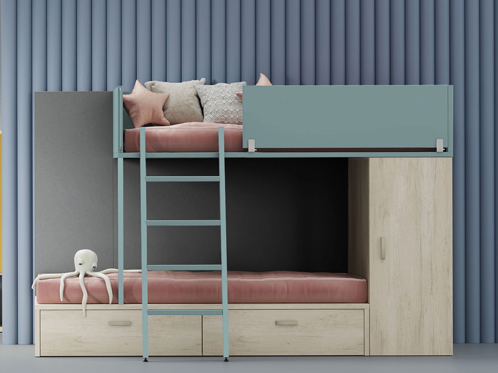 Cama tren con armario y cajones Zona Joven de Lagrama - 12