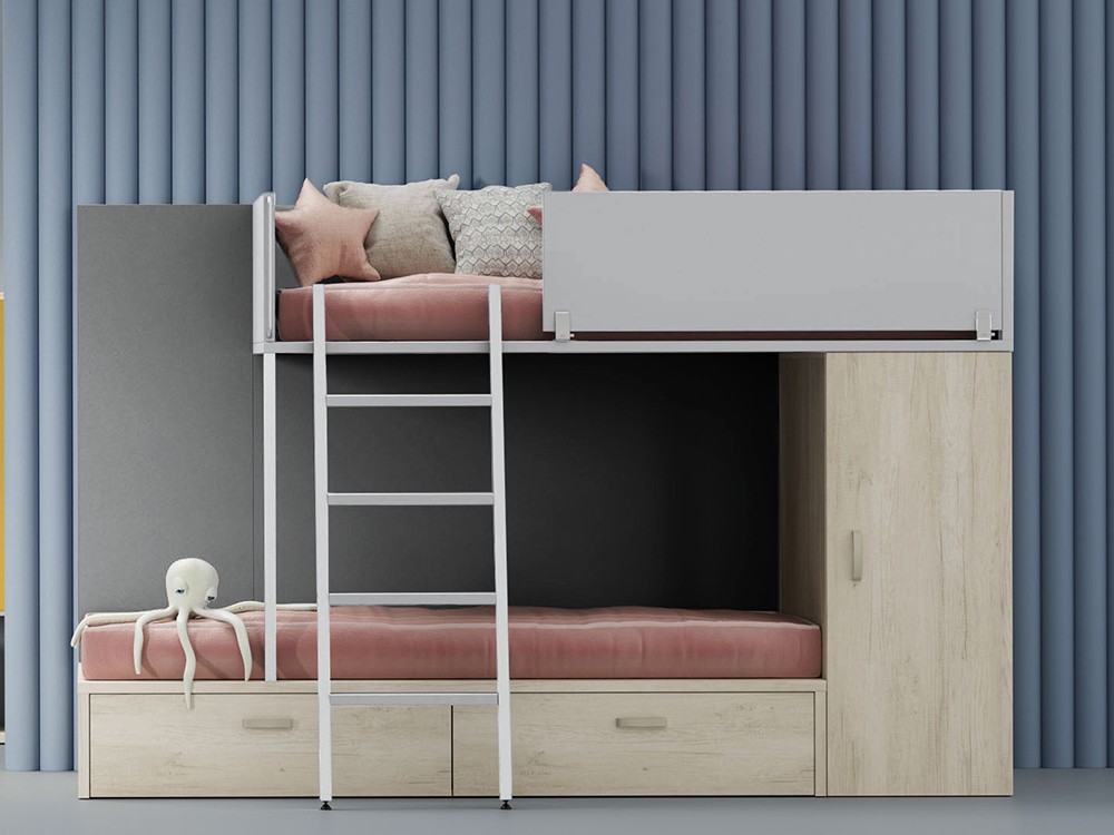 Cama tren con armario y cajones Zona Joven de Lagrama - 14