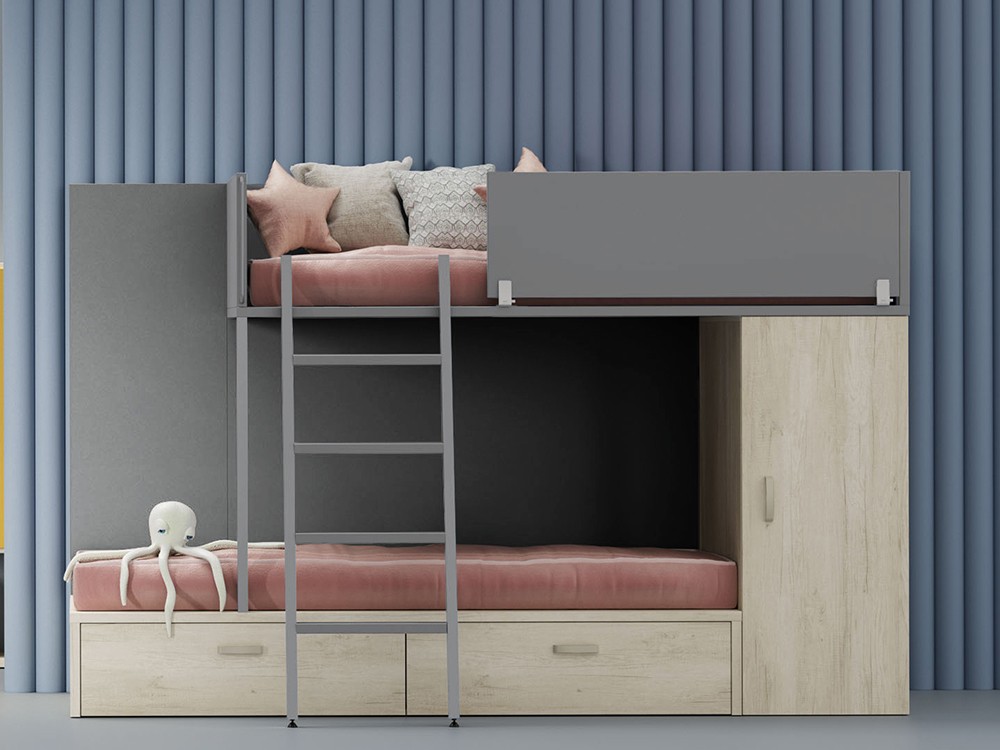 Cama tren con armario y cajones Zona Joven de Lagrama - 20