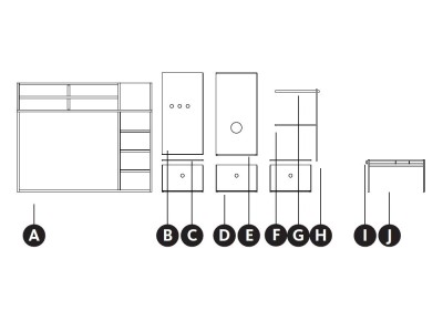 Dormitorio con litera Flat y armario Zona Joven Lagrama
