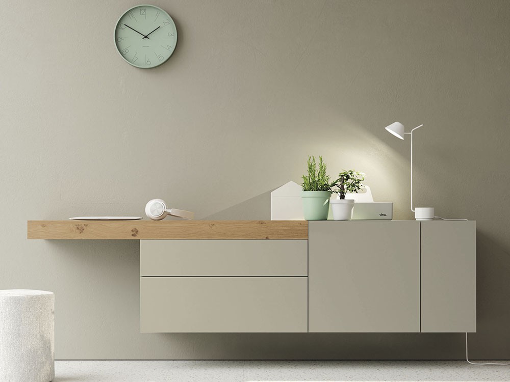 Aparador suspendido con estante flotante que puedes usar como zona de trabajo on de vive de Lagrama - 3