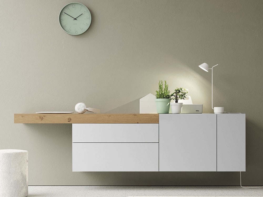 Aparador suspendido con estante flotante que puedes usar como zona de trabajo on de vive de Lagrama - 4