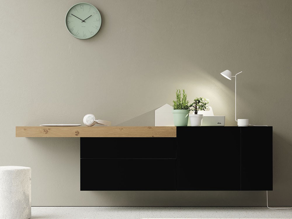 Aparador suspendido con estante flotante que puedes usar como zona de trabajo on de vive de Lagrama - 5