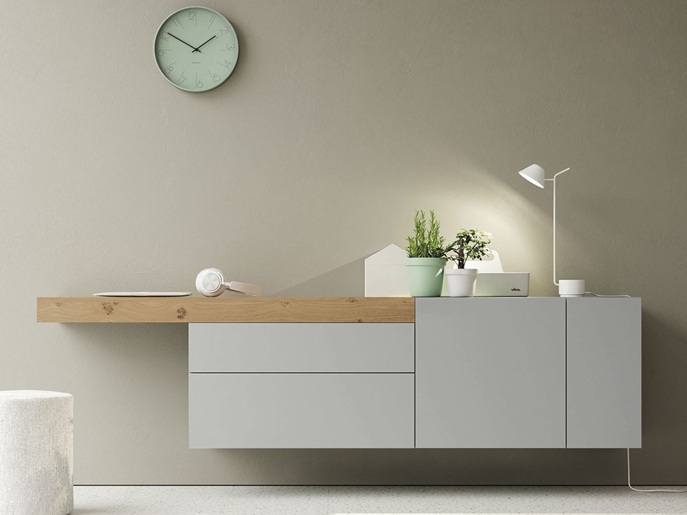 Aparador suspendido con estante flotante que puedes usar como zona de trabajo on de vive de Lagrama - 6