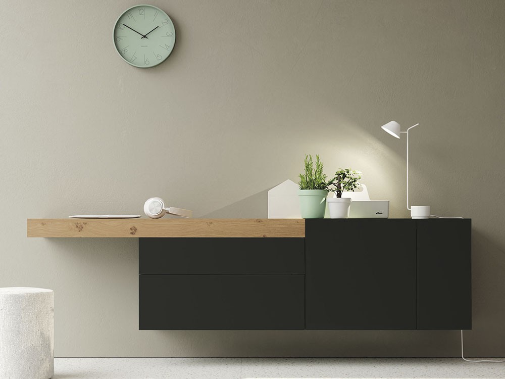 Aparador suspendido con estante flotante que puedes usar como zona de trabajo on de vive de Lagrama - 7