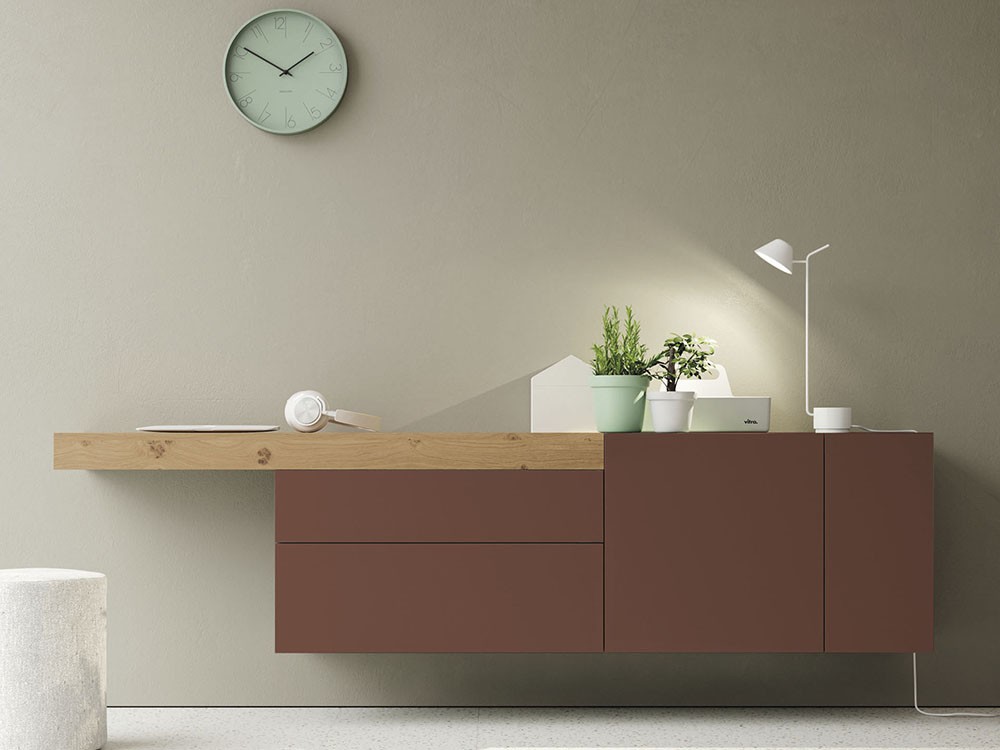 Aparador suspendido con estante flotante que puedes usar como zona de trabajo on de vive de Lagrama - 8