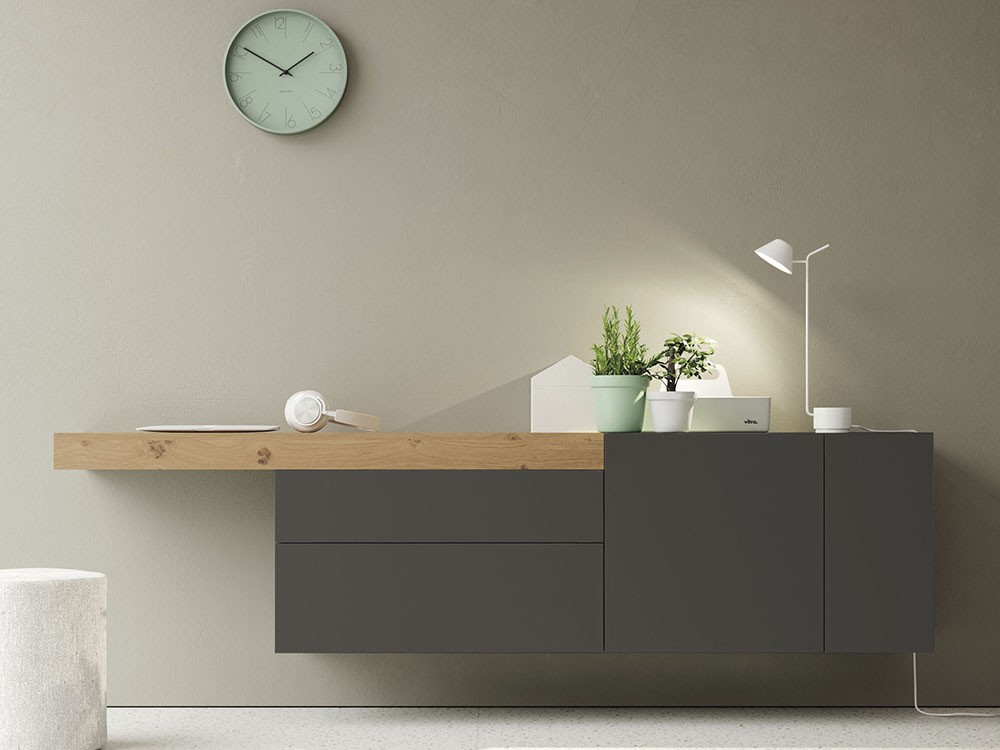 Aparador suspendido con estante flotante que puedes usar como zona de trabajo on de vive de Lagrama - 9