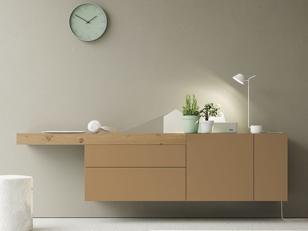 Aparador suspendido con estante flotante que puedes usar como zona de trabajo on de vive de Lagrama - 10